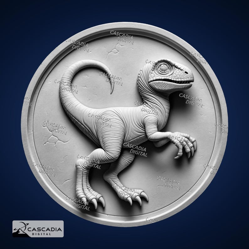 Raptor Baby Round - Laser PNG, Depth Map, and SVG for Glowforge and ...