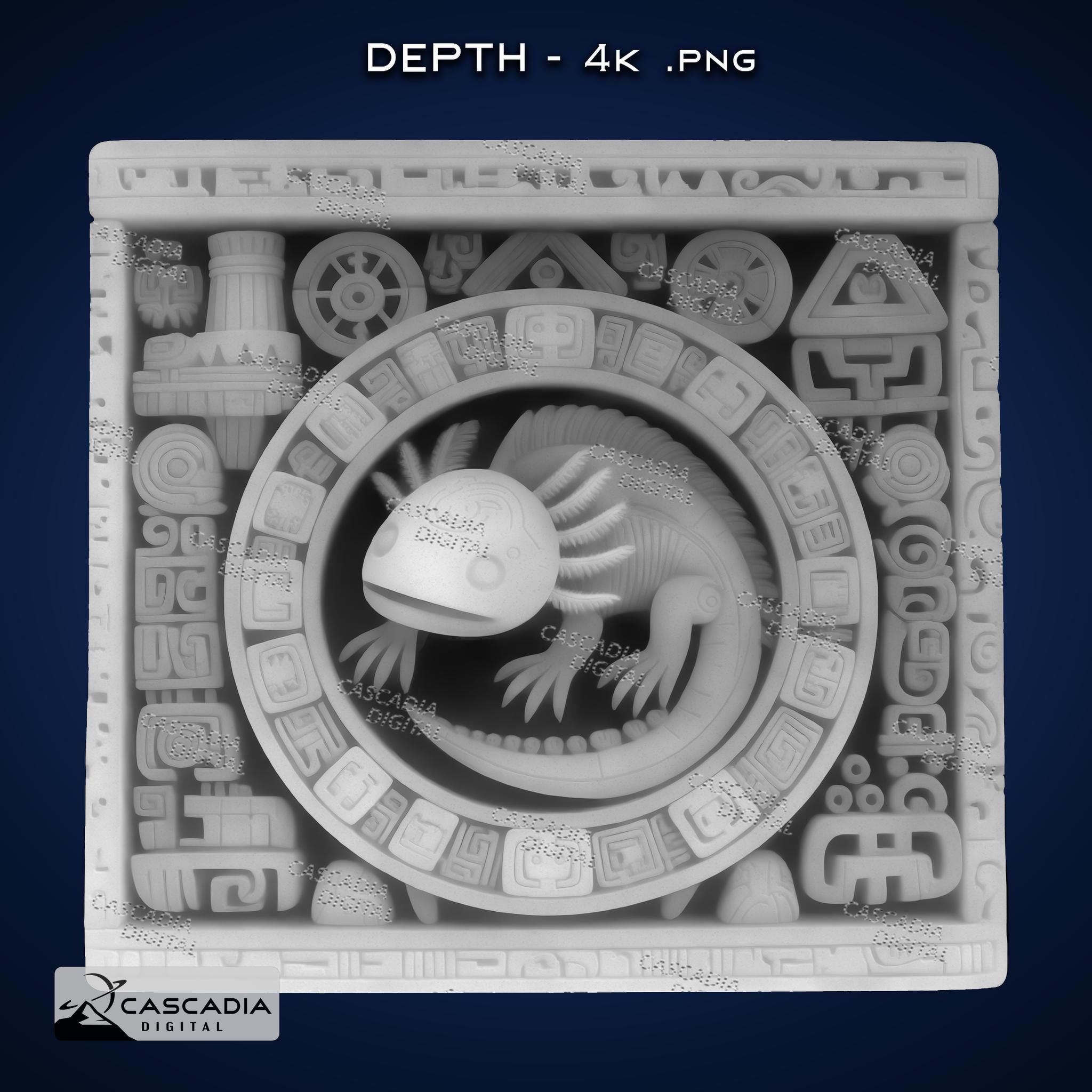 Axolotl Aztec - Laser PNG, Depth Map, and SVG for Glowforge and ...