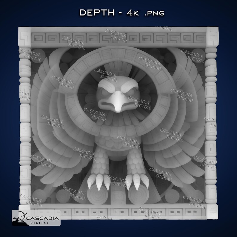 Eagle Raven Aztec - Laser PNG, Depth Map, and SVG for Glowforge and ...