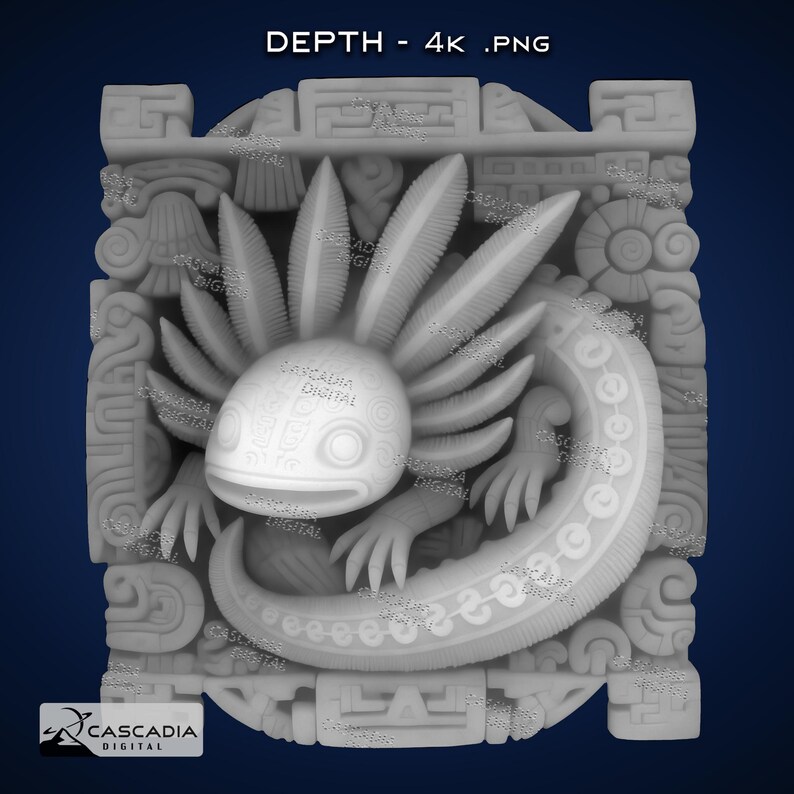 Axolotl Aztec - Laser PNG, Depth Map, and SVG for Glowforge and ...