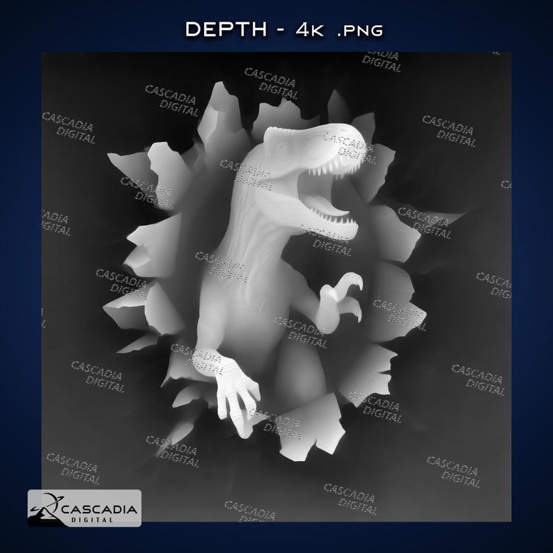Raptor Breaking Through - Laser PNG and Depth Map for Glowforge and ...