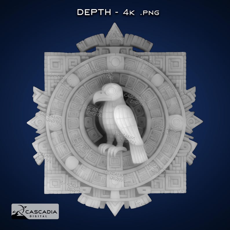 Eagle Raven Aztec - Laser PNG, Depth Map, and SVG for Glowforge and ...