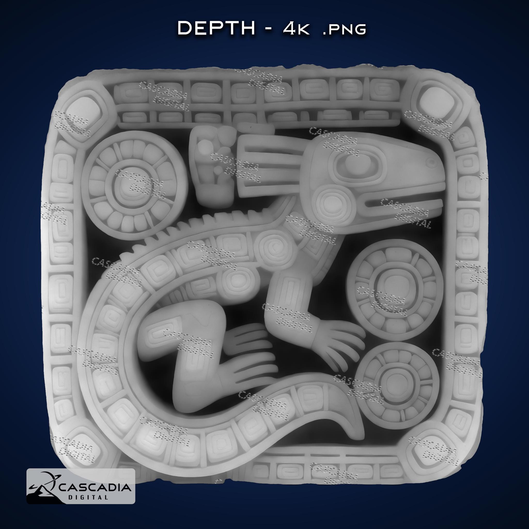 Lizard Aztec Round - Laser PNG, Depth Map, and SVG for Glowforge and ...