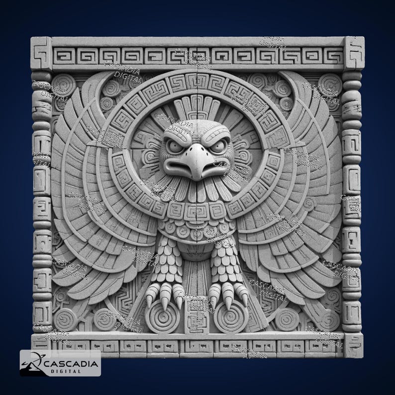 Eagle Raven Aztec - Laser PNG, Depth Map, and SVG for Glowforge and ...