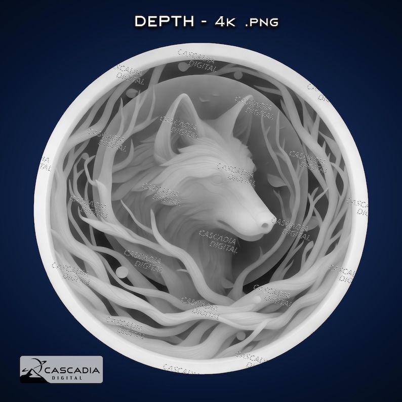 Wolves Depth Map Wolf Round - Laser PNG, Depth Map, and SVG for Glowforge and Lightburn ...