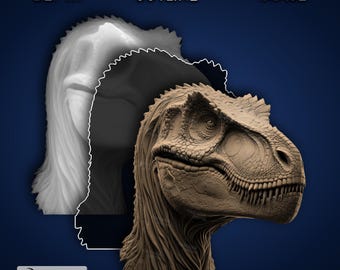 Trex - Laser Engrave 4K PNG Image, Depth Map, Exact-Outline Cut File, 3D Illusion -  Dino dinosaur animal jurassic tyrannosaurus 1381