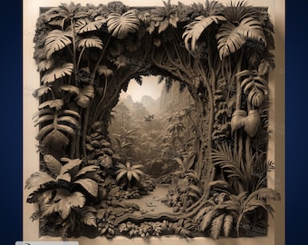 Tropical Rainforest - Laser Engrave PNG for Glowforge and LightBurn