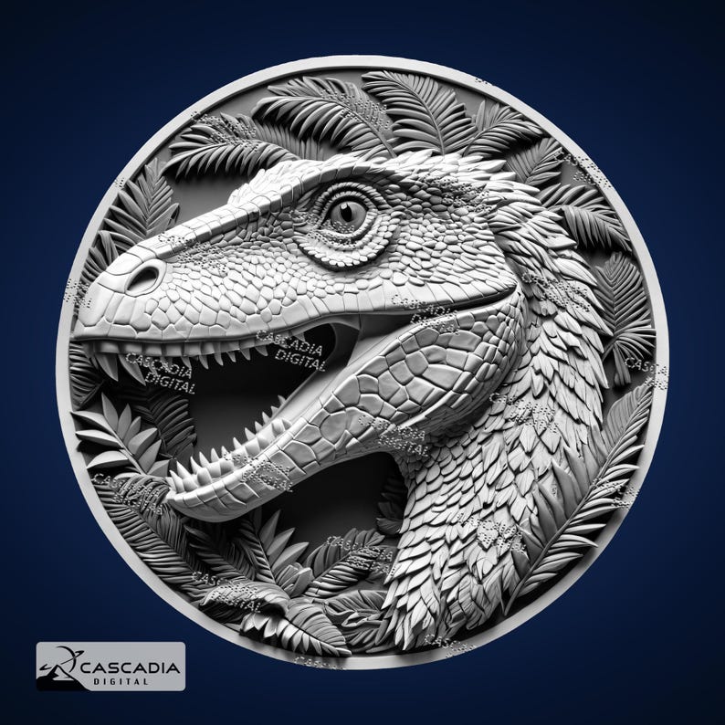 Raptor Head Round - Laser PNG, Depth Map, and SVG for Glowforge and ...