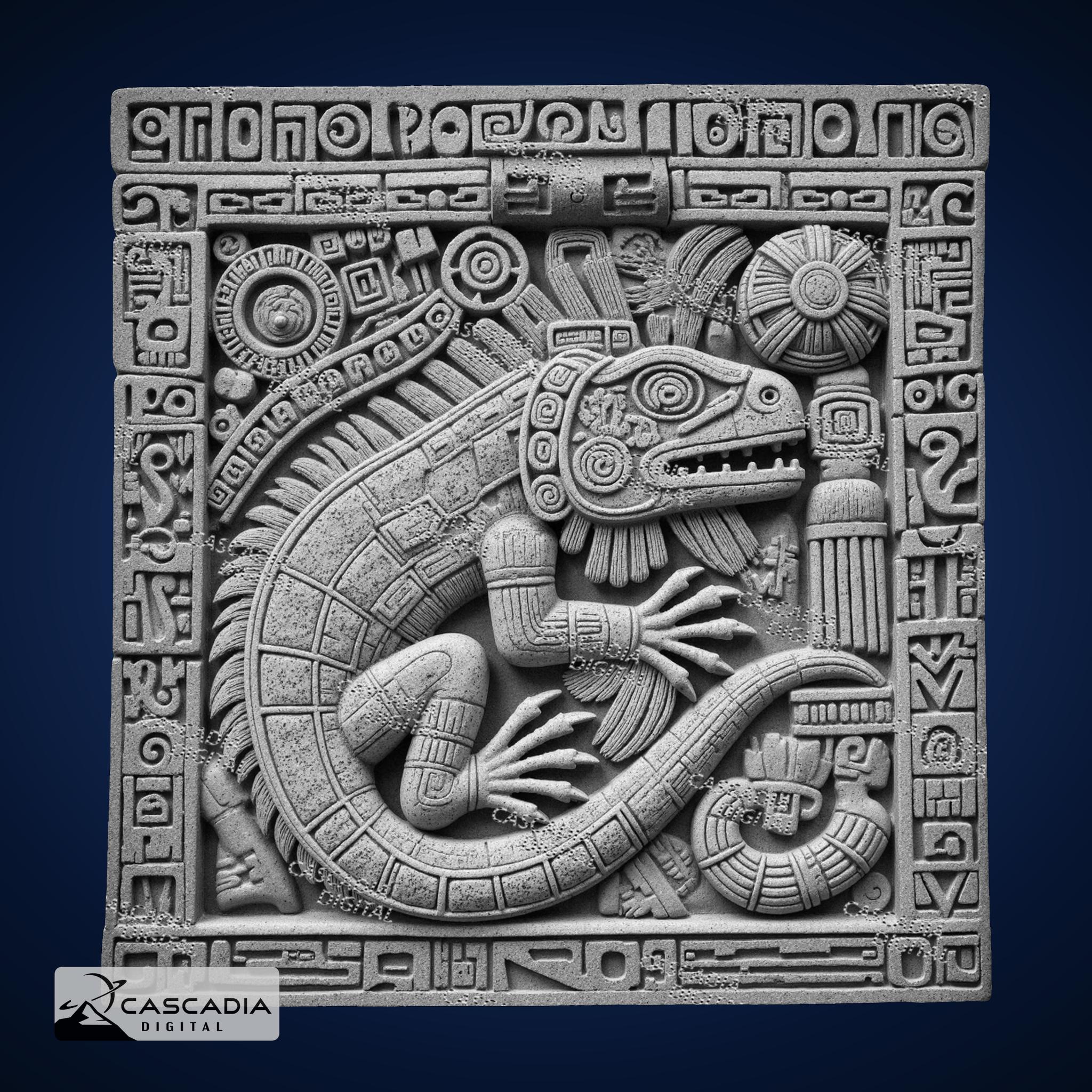 Lizard Aztec - Laser PNG, Depth Map, and SVG for Glowforge and ...