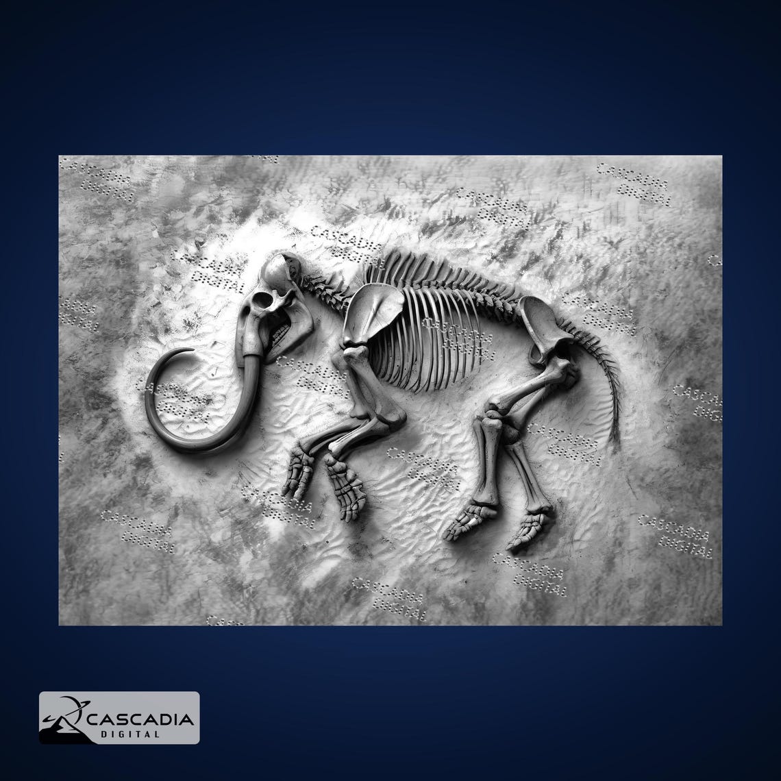 Woolly Mammoth Fossil Full Laser PNG and Depth Map for and