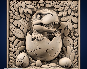 Cute Trex Hatchling Egg - Laser PNG and Depth Map for Glowforge and LightBurn
