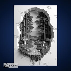 Evergreen Mushroom Forest - Laser Engrave PNG for Glowforge and LightBurn image 2
