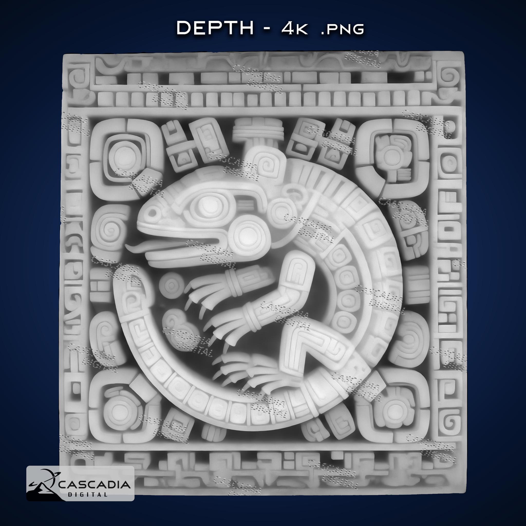 Lizard Aztec - Laser Engrave 4K PNG Image, Depth Map, Exact-outline Cut ...