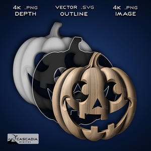 Könnte beinhalten: Ein geschnitzter Kürbis aus Holz mit einem geschnitzten lächelnden Gesicht. Der Kürbis ist braun mit einer Holzmaserung. Die Schnitzerei befindet sich auf einem blauen Hintergrund.