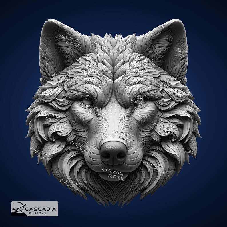 Wolves Depth Map Wolf Head - Laser PNG, Depth Map, and SVG for Glowforge and Lightburn ...