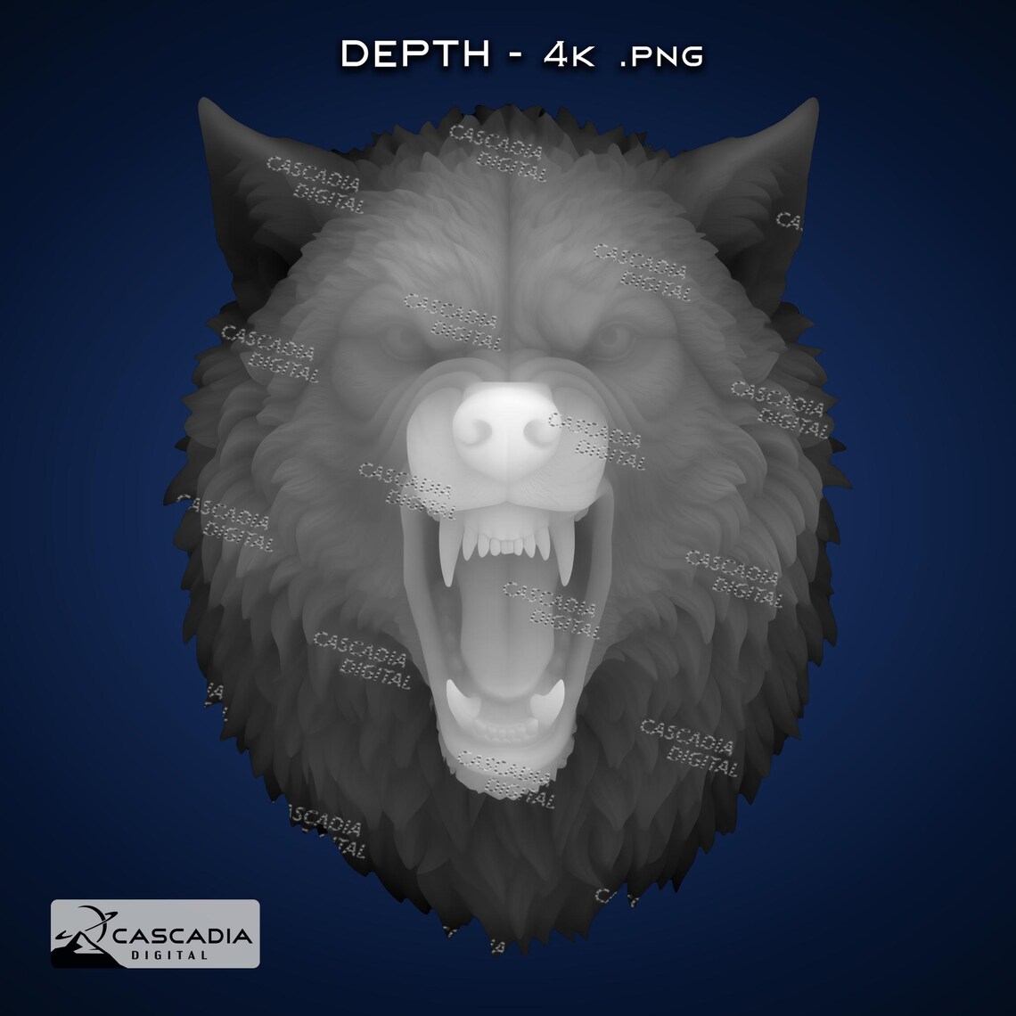 Wolves Depth Map Wolf Head Fierce - Laser PNG, Depth Map, and SVG for Glowforge and ...