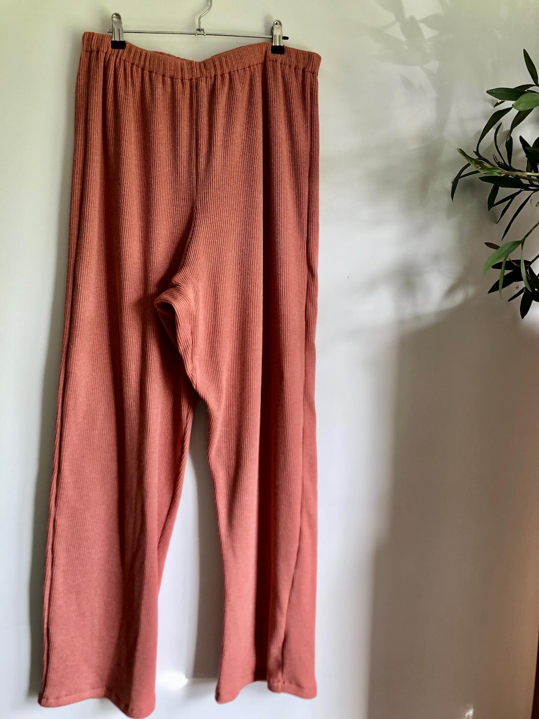 Coral Ribbed Fleece Lined Back Seamless Pants Size 14 Large - Etsy