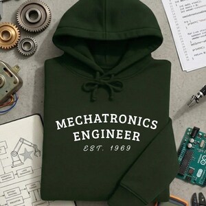 Sudadera con capucha de ingeniero mecatrónico, estilo universitario vintage, Est. 1969 Apparel