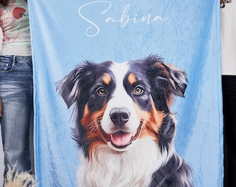 Personalized Pet Photo Blanket: Custom Fleece Dog/Cat Mom Gift Custom Dog Portrait Blanket Personalized Dog Blankets Cat Picture Blanket