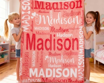 Personalized Name Fleece Blanket, Custom Word Cloud, Newborn Gift,Anniversary Gift, Couples Gift, Gift for Her