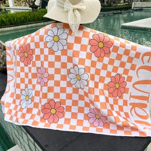 Personalized Beach Towel, Custom Name Towels, Microfiber & Premium Options, Retro Multi Style gifts, Bachelorette Party Towel, Vacation Gift