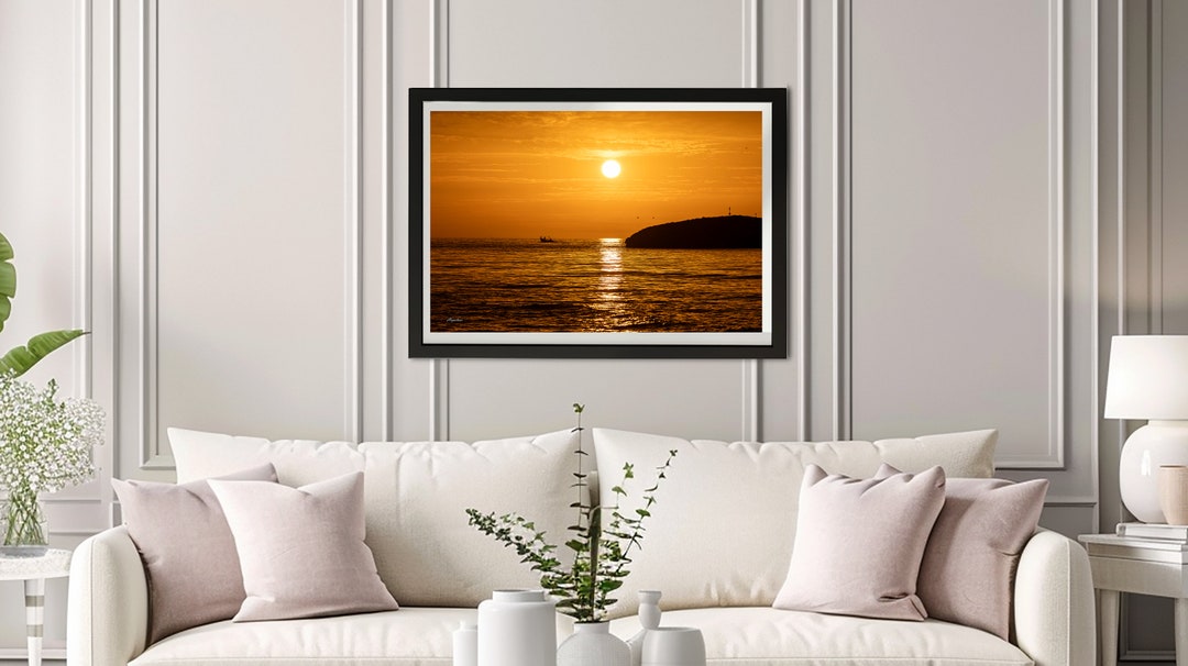Original Printed Image Without a Frame of a Fishing Boat at Sunset - Etsy