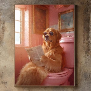 Poster vintage con arte Golden Retriever, illustrazione minimalista Golden Retriever, regali Golden Retriever, arte murale Golden Retriever