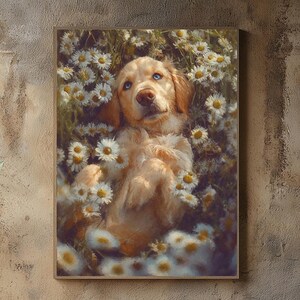 Golden Retriever art vintage poster, Golden Retriever minimalist illustration, golden retriever gifts, golden retriever wall art