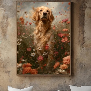 Vintage Golden Retriever Art Poster: Minimalist Dog Illustration (Digital Download)