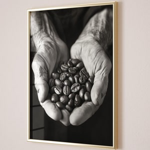 Black & White Coffee Photography Print, Digital Download, Printable Wall Art, Modern Rustic Kitchen Wall Decor, Coffee Lover Gift, Fine Art
