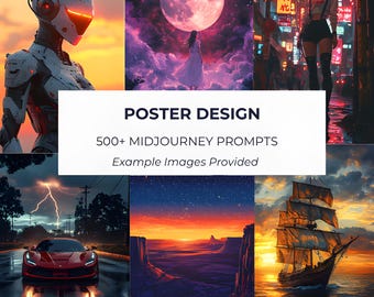 500++ Poster Design Midjourney Prompts | Ready to Sell | Midjourney Prompt | Midjourney AI Art | Digital Art, AI Generate Art Print | PLR
