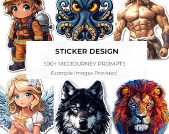 500+ Stickers Prompts | Ready to Sell | Digital Print | AI Art Prompts | P L R | Midjourney AI Art | Midjourney Prompt | Digital Art