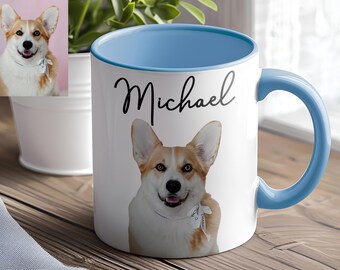 Taza con retrato de mascota personalizada, taza con perro personalizada, taza con mamá perro, taza con papá gato personalizada, taza de café para mascota personalizada, taza conmemorativa para mascota