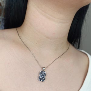 Sapphire Silver Pendant, Silver 925, Natural Sapphire Necklace, Oval Cut Sapphire, Pendant with Multiple Sapphire, Gift For Woman