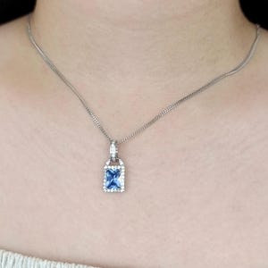 Silver Tanzanite Necklace, Rectangular Cut Tanzanite Pendant, Tanzanite Jewelry, Anniversary Gift, Wedding Necklace