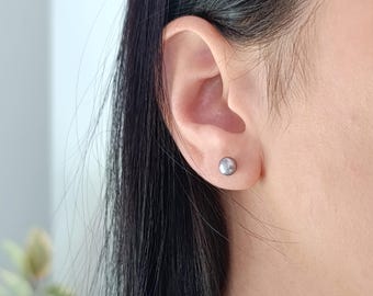 Sterling Silver Grey Cultured Pearl Stud Earrings: Minimalist Jewelry