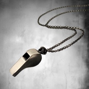 Silver Whistle Pendant Necklace, Sports Whistle Necklace, Coach and Teacher Gift, Whistle Pendant, Gift For Man