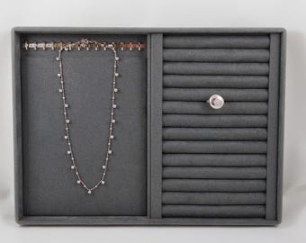 Velvet Jewelry Organizer Tray: Ring, Necklace, Bracelet Display (250x340mm)