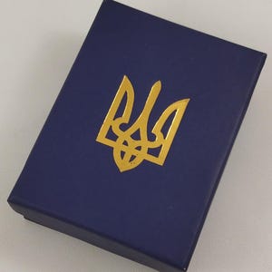 Joyero con Tridente de Ucrania, Caja de papel con Tridente, Caja de cartón con Tridente