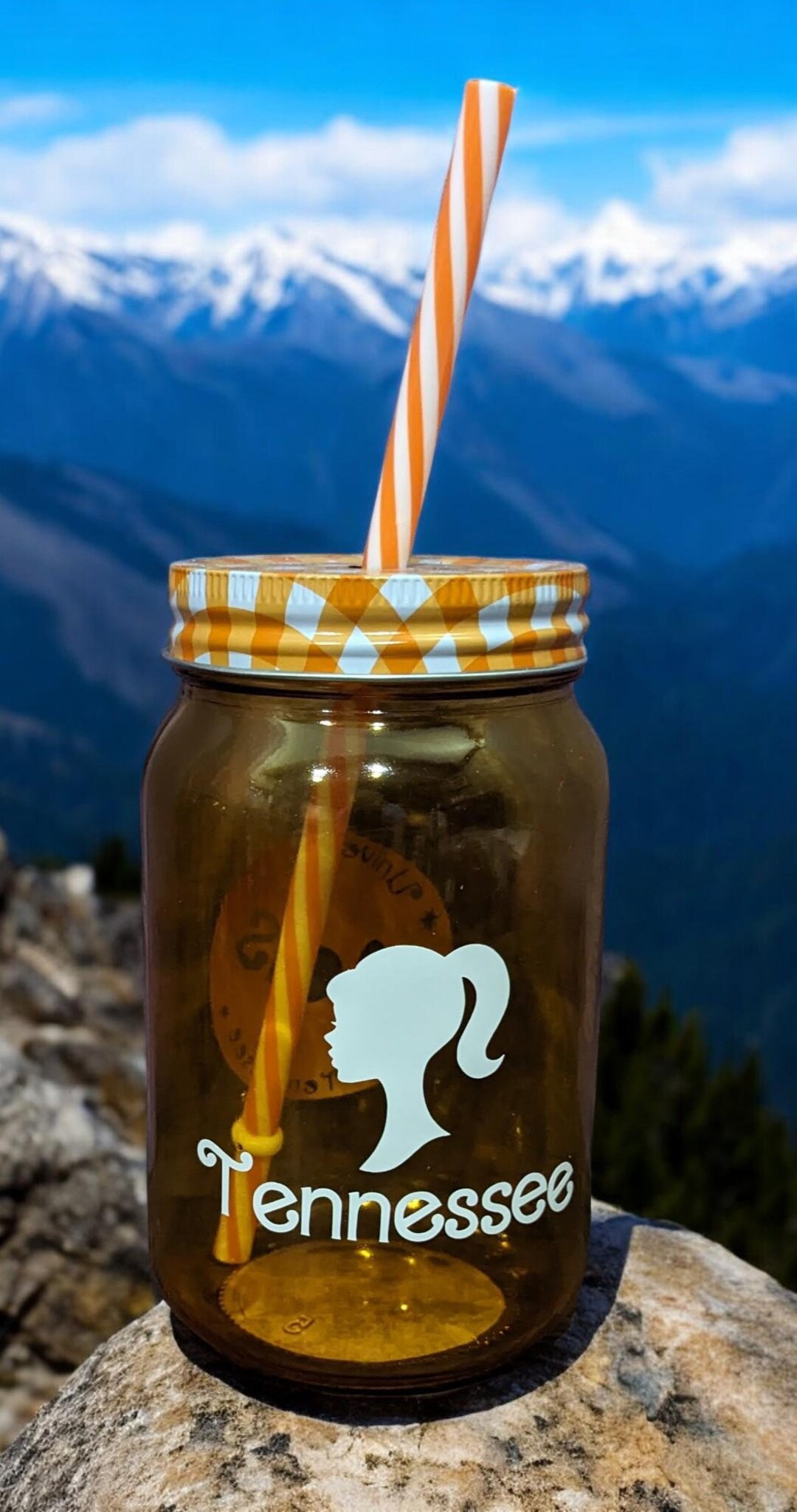 Ut Jar Custom University of Tennessee UT VOLS Barbie Glass Mason Jar Tumbler W ...