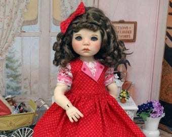 Sweet Love - Valentine dress and pinafore for American Girl doll with shoes
