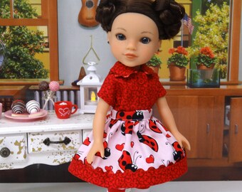 Love Bug - Blouse, skirt, tights & shoes for Wellie Wisher doll