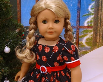 Peppermint Lollipops - vintage style Christmas dress for American Girl