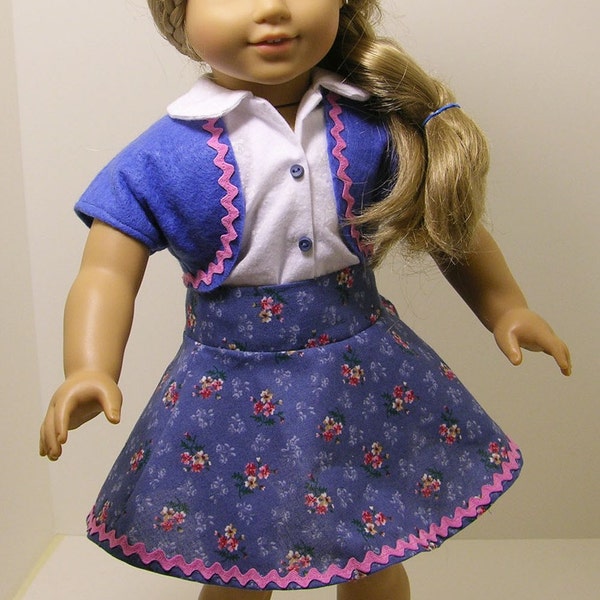 Country Rose Skirt Set for American Girl or 18 inch doll with shoes