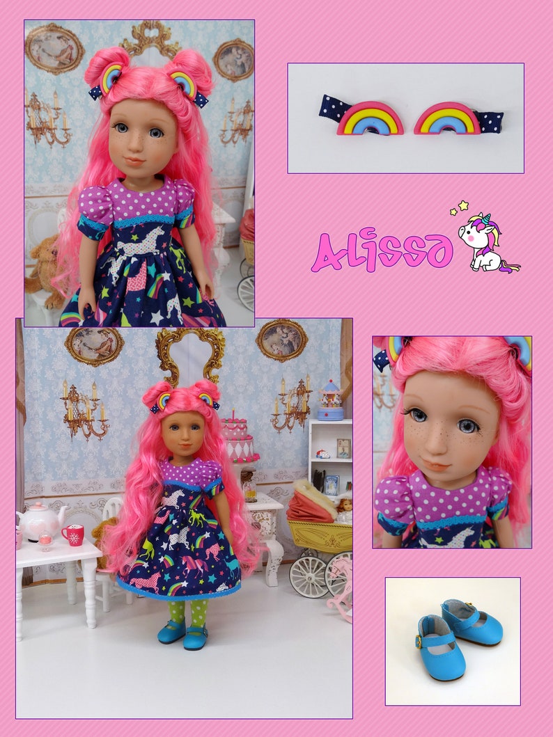 Alissa Unicorn custom Glitter Girl doll with wardrobe & accessories image 2