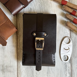 Portasigari in pelle nera, accessori per sigari in pelle fatti a mano, portasigari da viaggio, borsa per sigari, regalo per uomo, strumenti per sigari, custodia per sigari