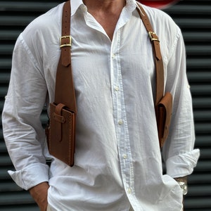Rustikale Leder Schulter Holster Tasche, Festival - Reisetasche, Echtleder Holster Weste - Geschenk für Männer - Geschenk zum Valentinstag