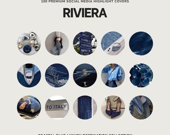 RIVIERA Highlight Covers | Deep Blue Coastal | Luxury Destination Old Money | Highlight Templates