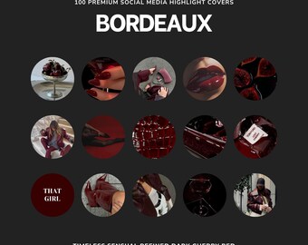 BORDEAUX Highlight Covers | Dark Cherry Red | Burgundy Editable Templates