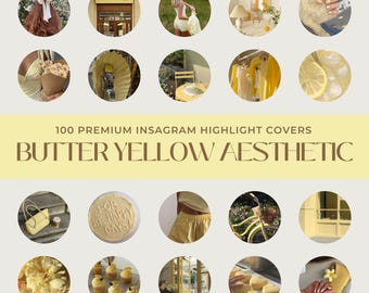 100 Butter Yellow Instagram Highlight Covers | Summer Vibes | Aesthetic IG Highlights |  Pale Yellow Aesthetic | Coquette Highlight Covers
